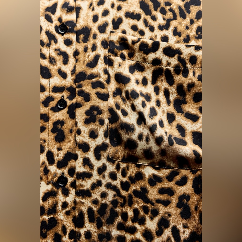 Zara ZW Collection Oversized Animal Print Boho Shirt Size XS - Picture 3 of 11
